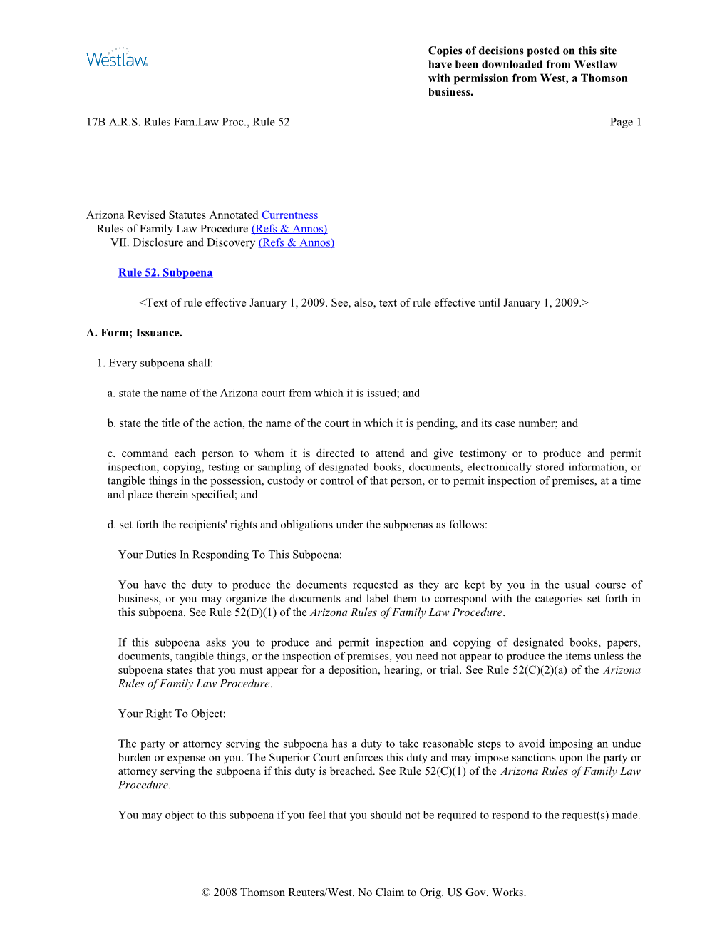 Arizona Revised Statutes Annotated Currentness