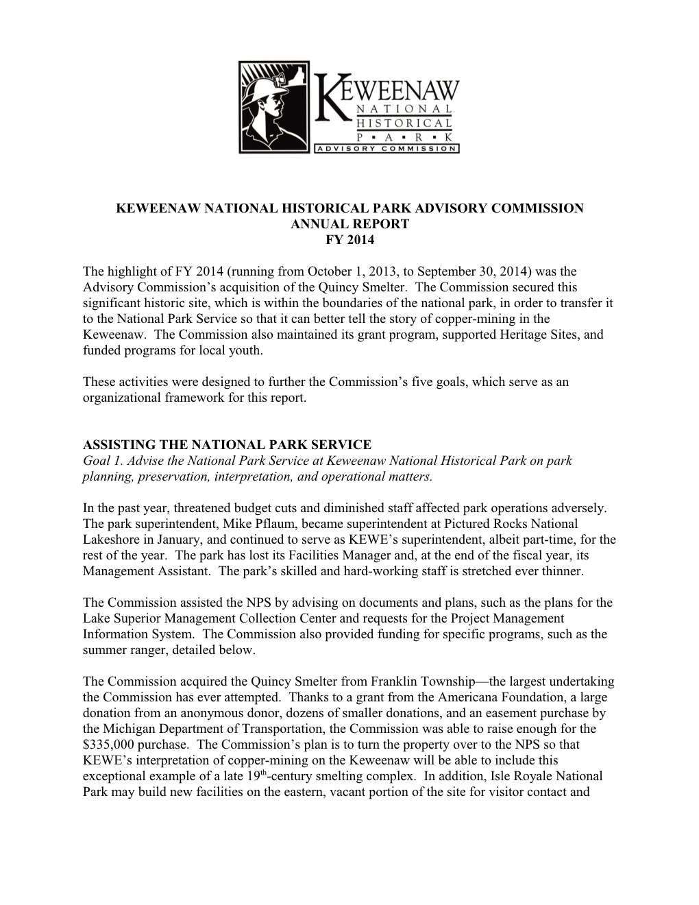 Keweenaw National Historical Park Advisory Commission