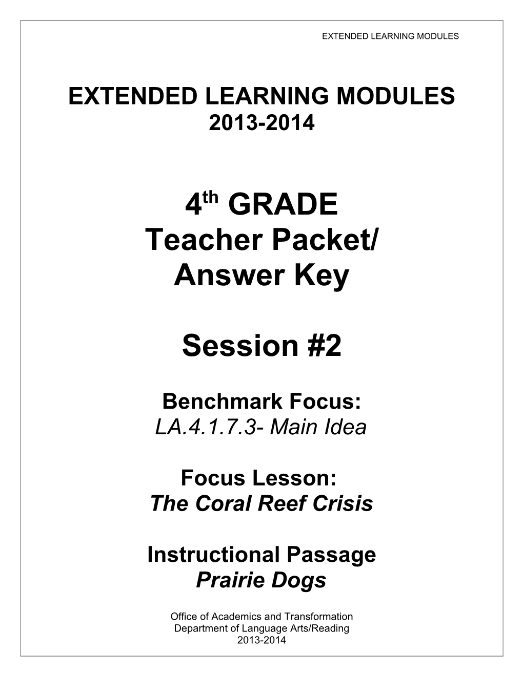 Extended Learning Modules