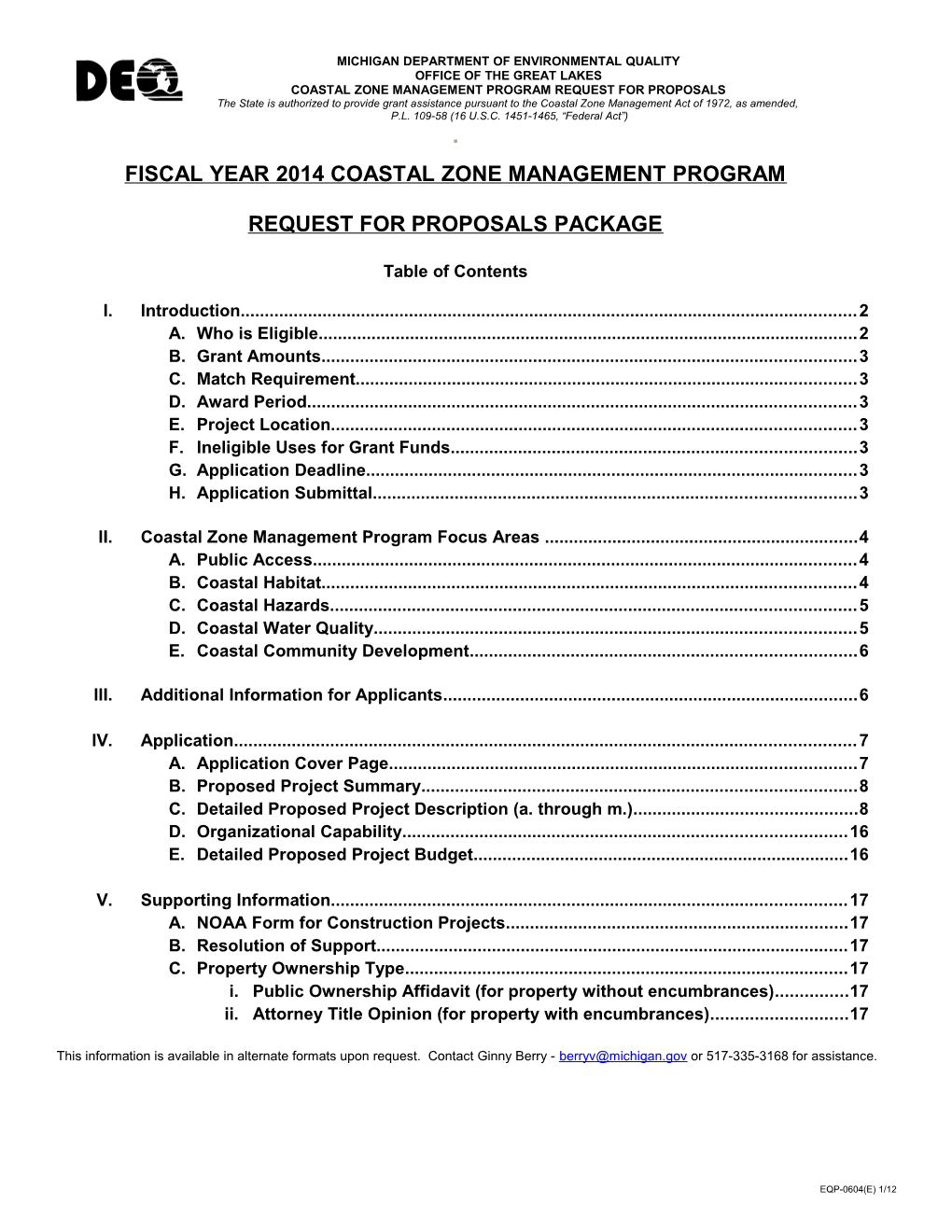Fiscal Year 2014Coastal Zone Management Program