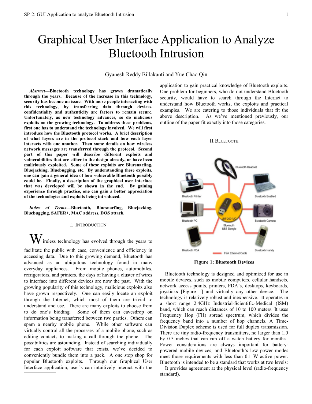 SP-2: GUI Application to Analyze Bluetooth Intrusion