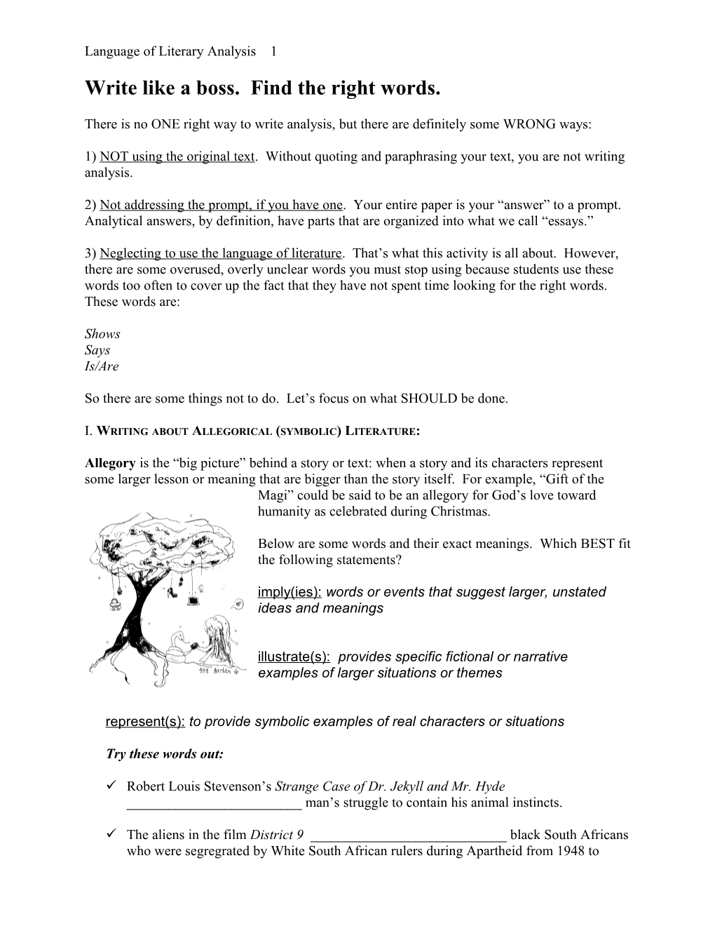 Literary Analysis: Using Elements of Literature