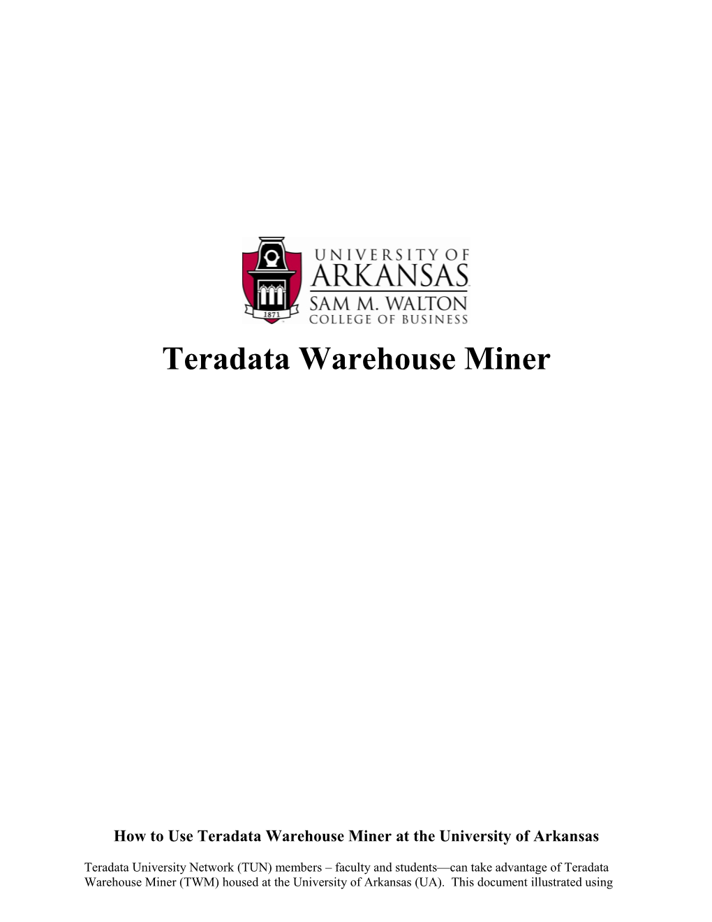 Teradata Warehouse Miner