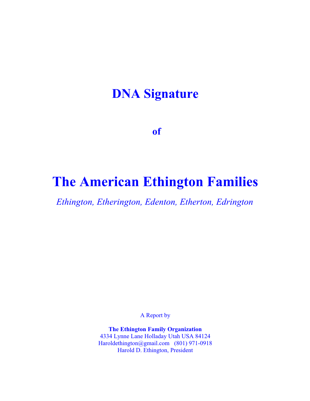 DNA Signature Of
