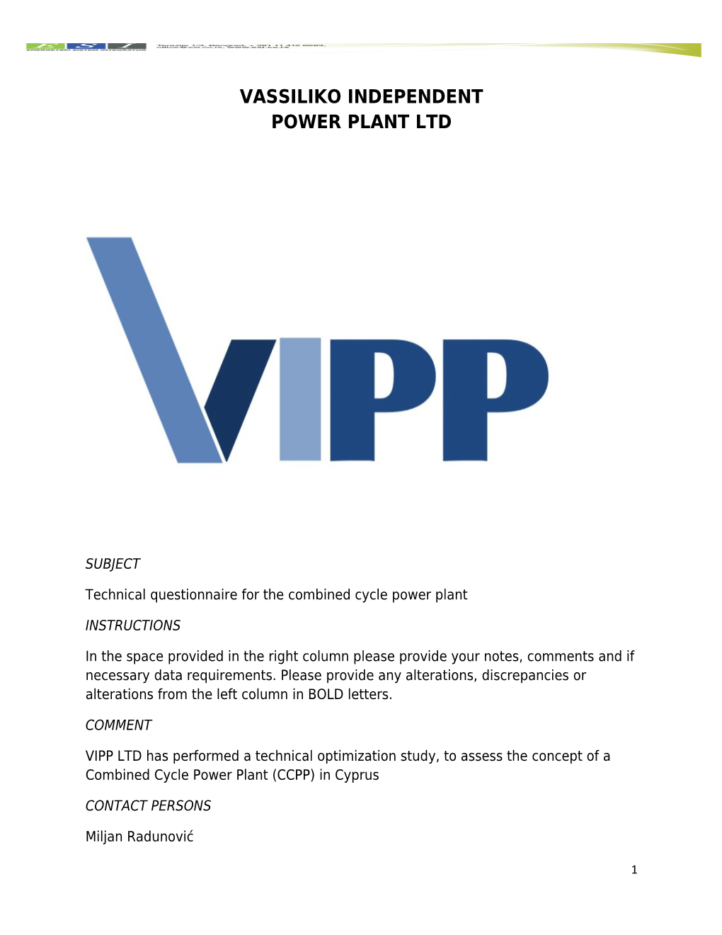 Vassiliko Independent Power Plant Ltd