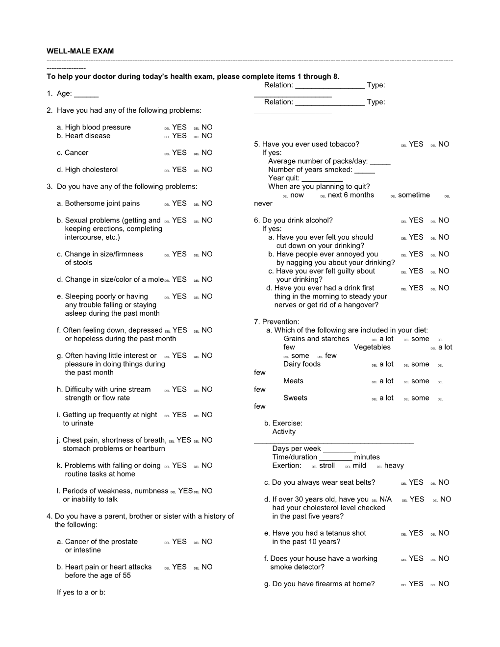 Well-Male Exam