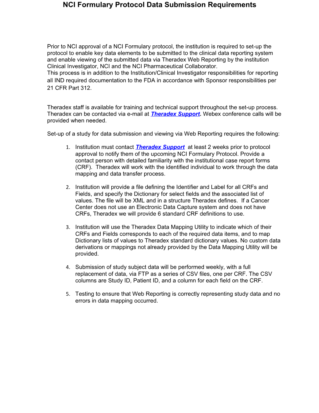 NCI Formulary Protocol Data Submission Requirements