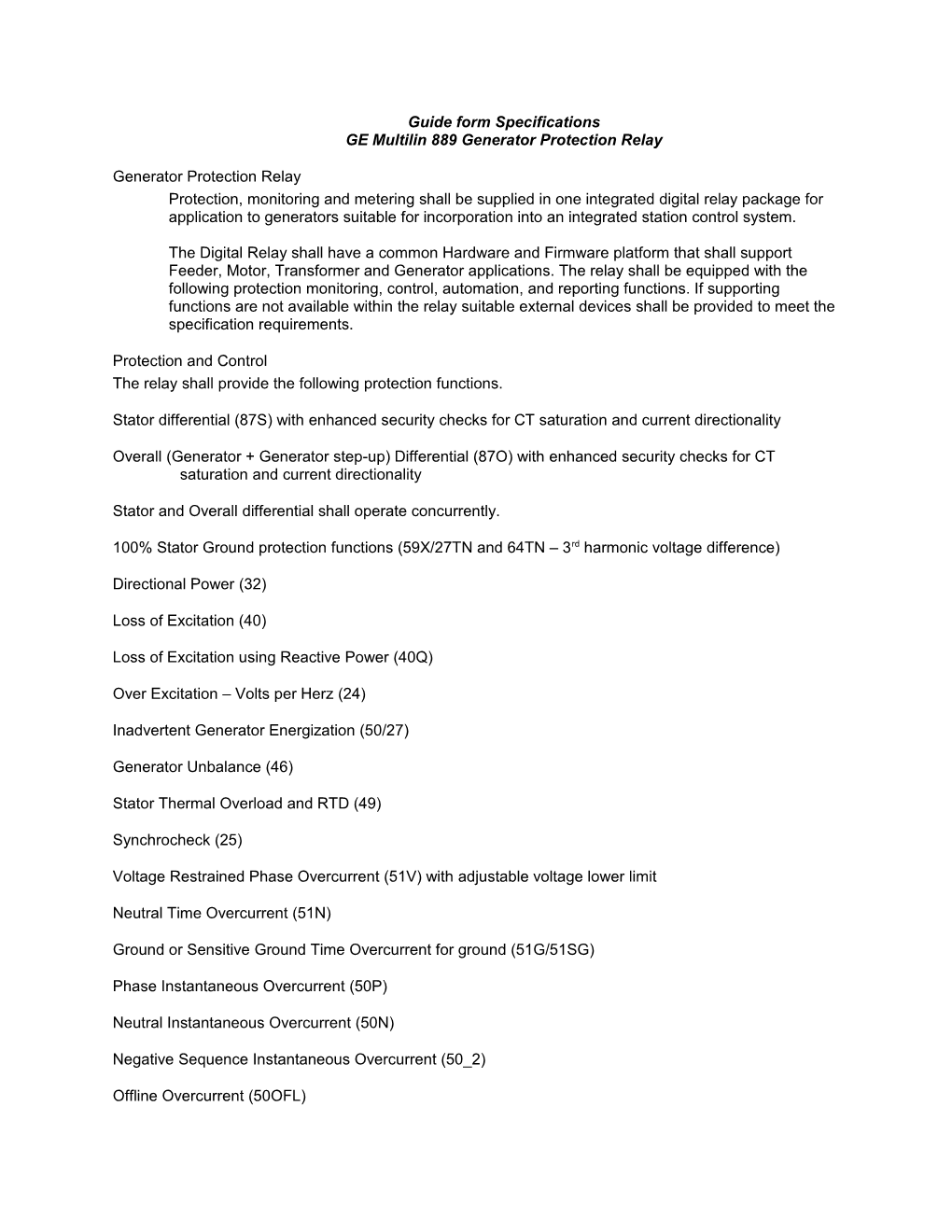 Guideform Specifications