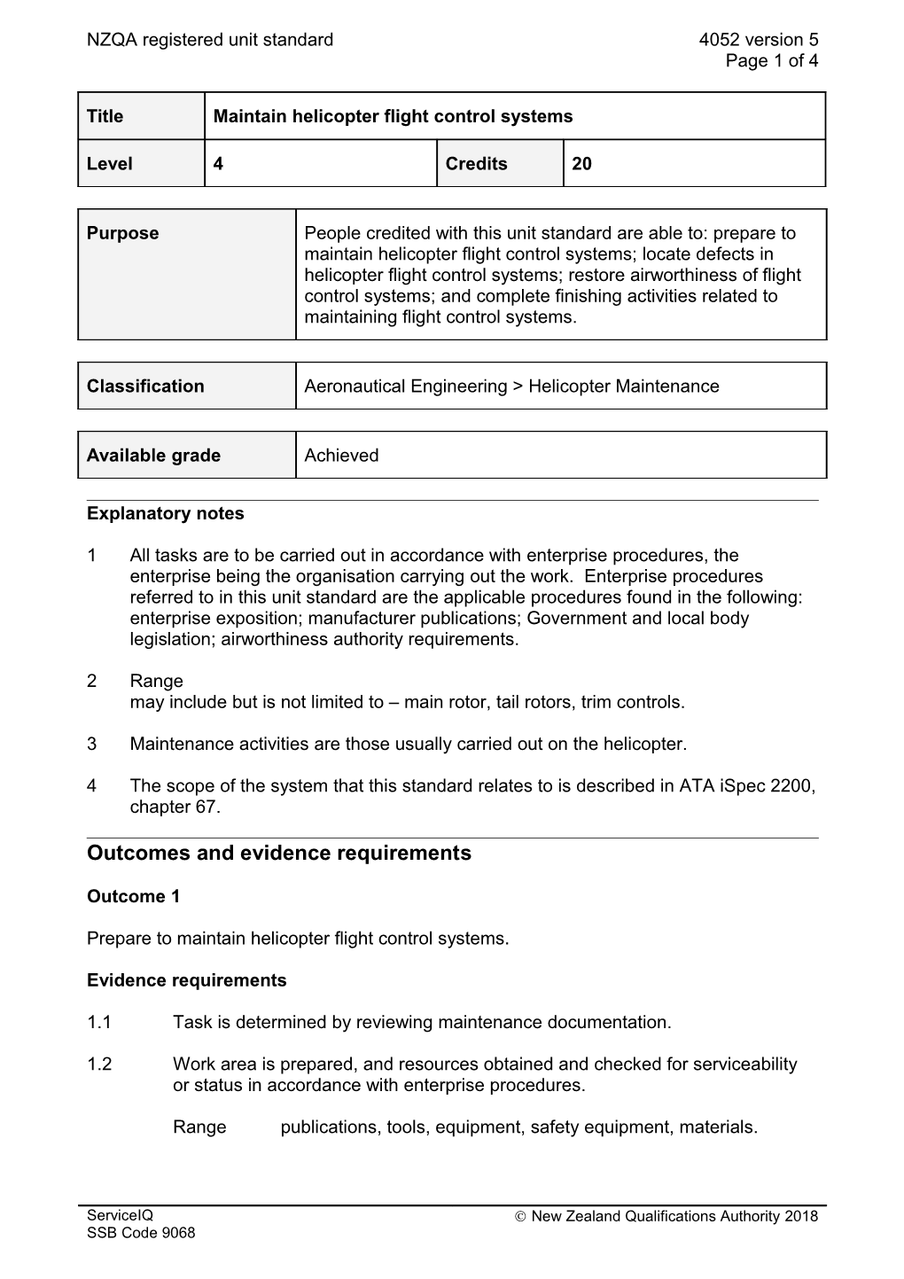 4052 Maintain Helicopter Flight Control Systems