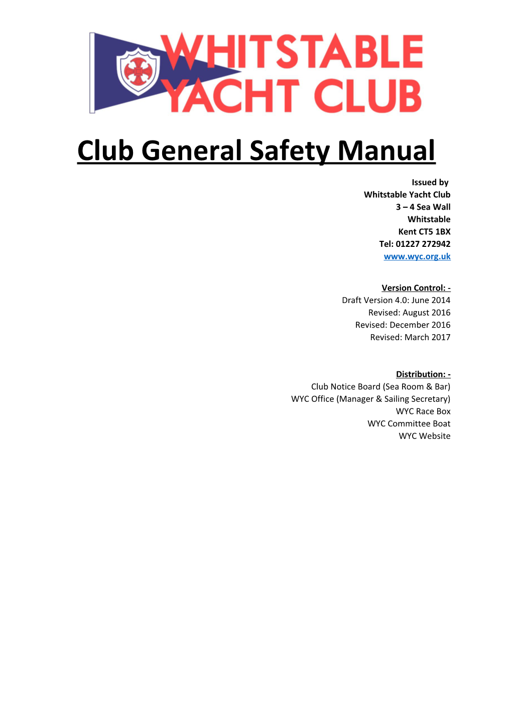 Club General Safety Manual