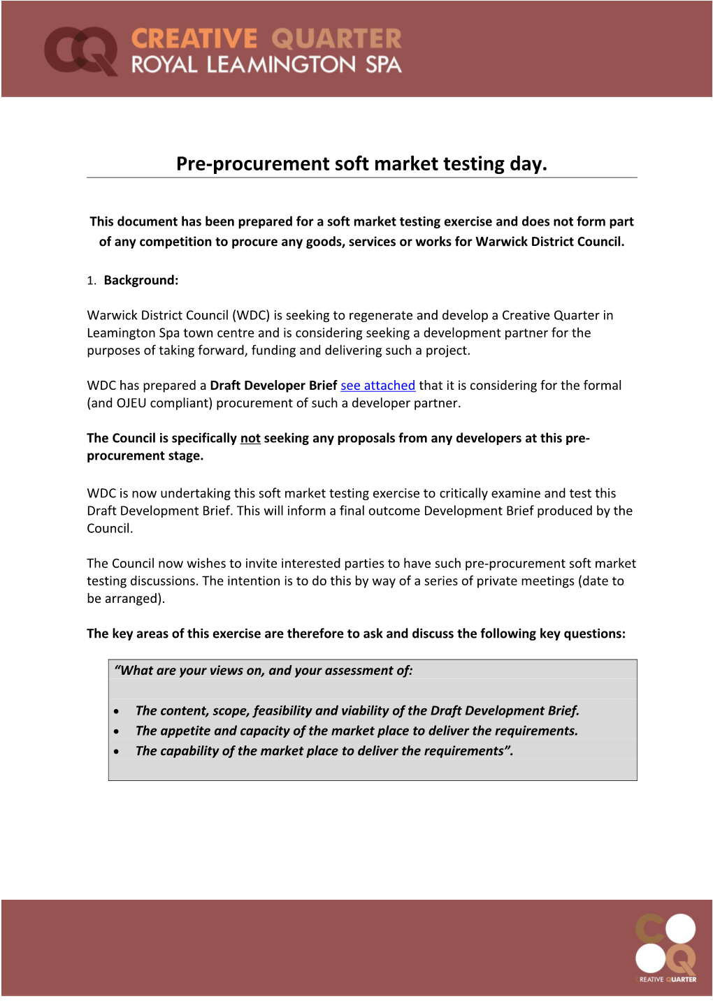 Pre-Procurement Soft Market Testing Day