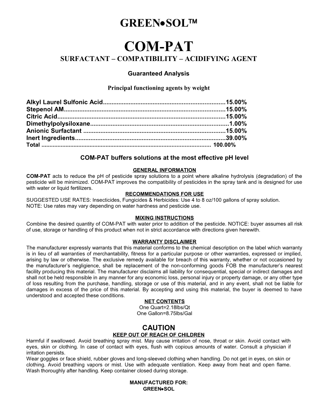 Surfactant Compatibility Acidifying Agent