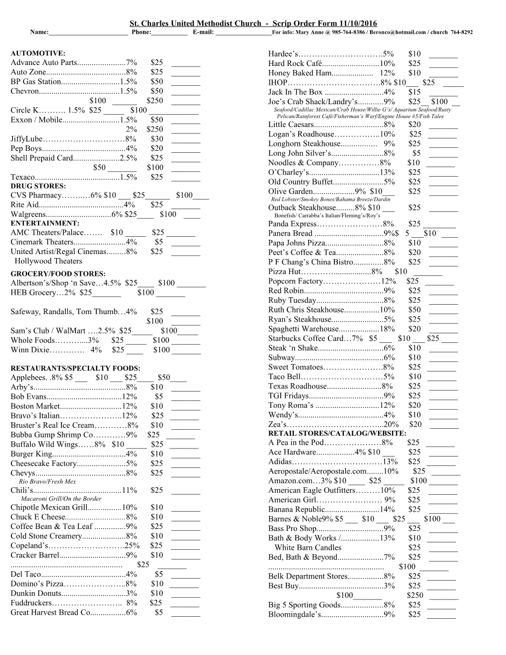 Scrip Order Form