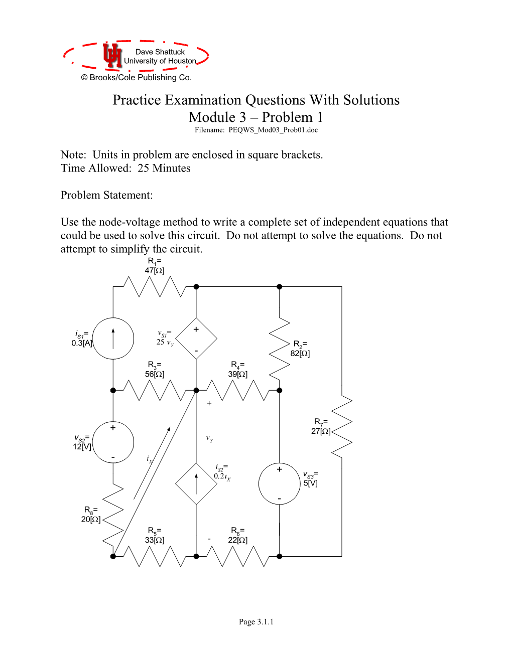 Practice Examination Module 3 Problem 1