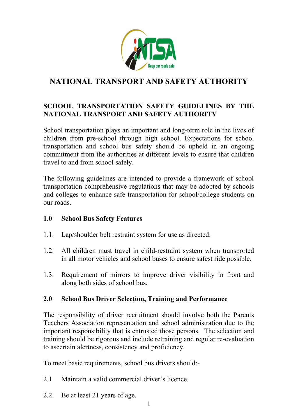 National Transport and Safety Authority