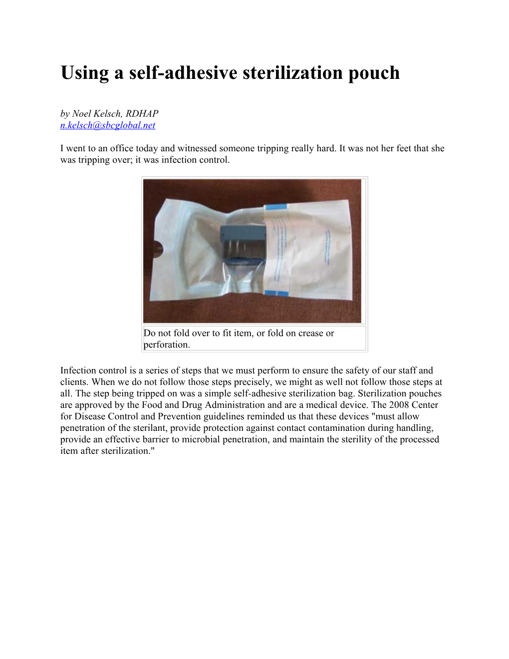 Using a Self-Adhesive Sterilization Pouch