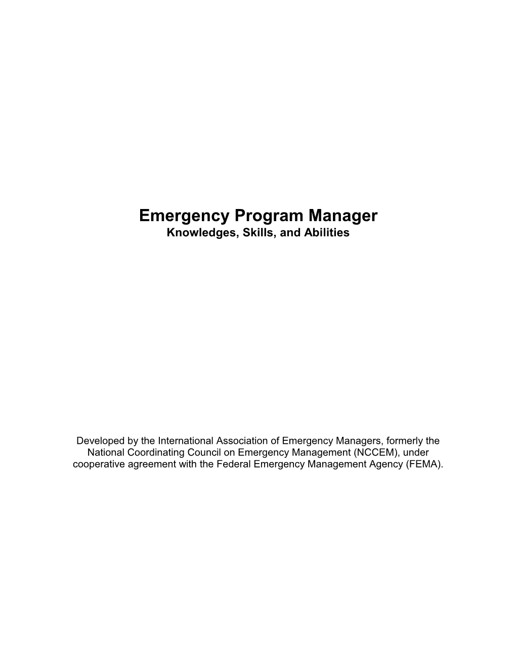 Emergency Program Manager