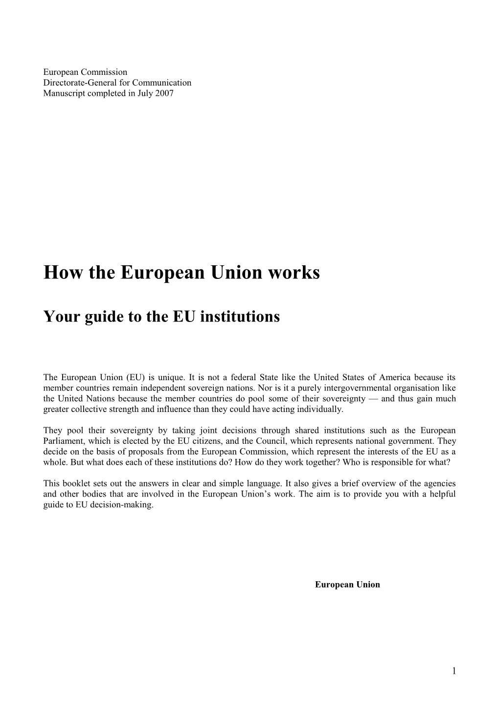 How the European Union Works - Your Guide to the EU Institutions