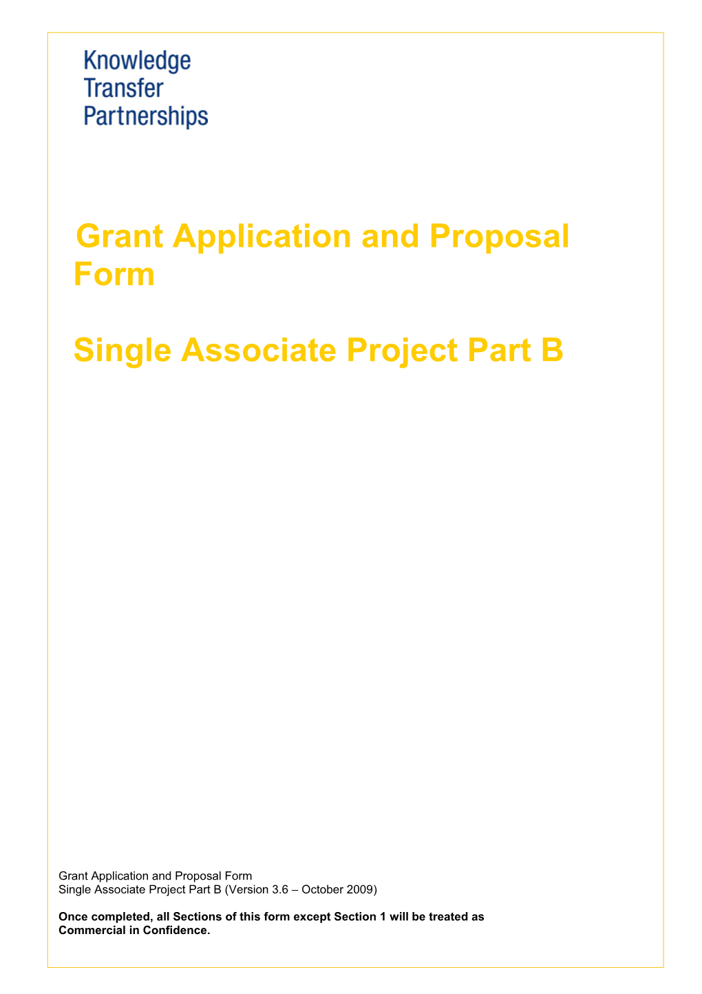 Knowledge Transfer Partnerships Grant Application and Proposal Form