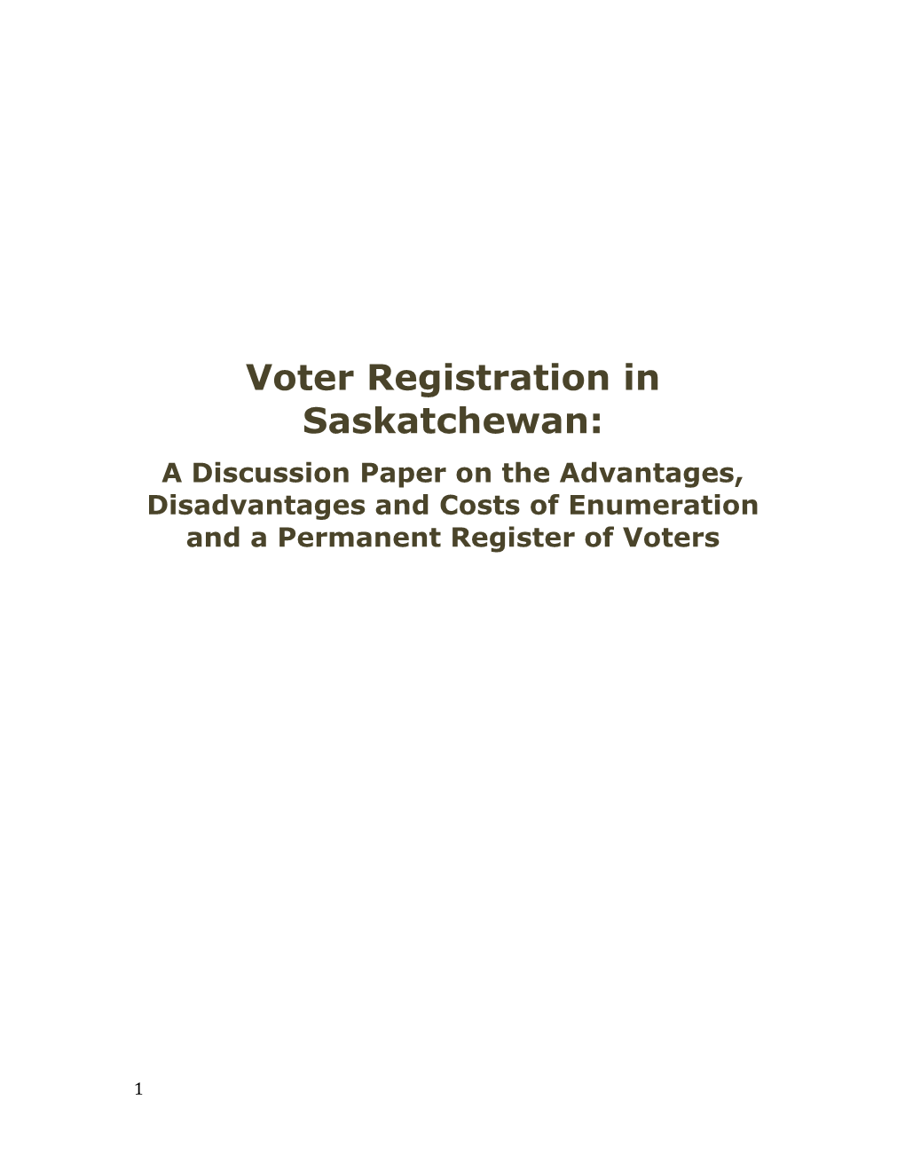 Voter Registration in Saskatchewan