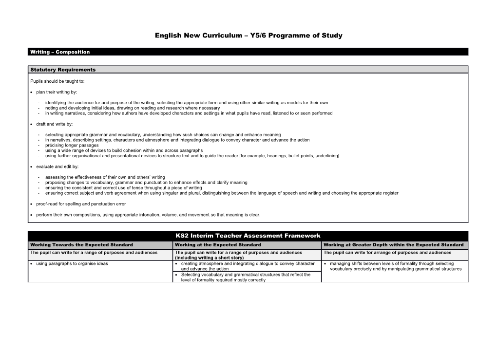 English New Curriculum Y5/6 Programme of Study