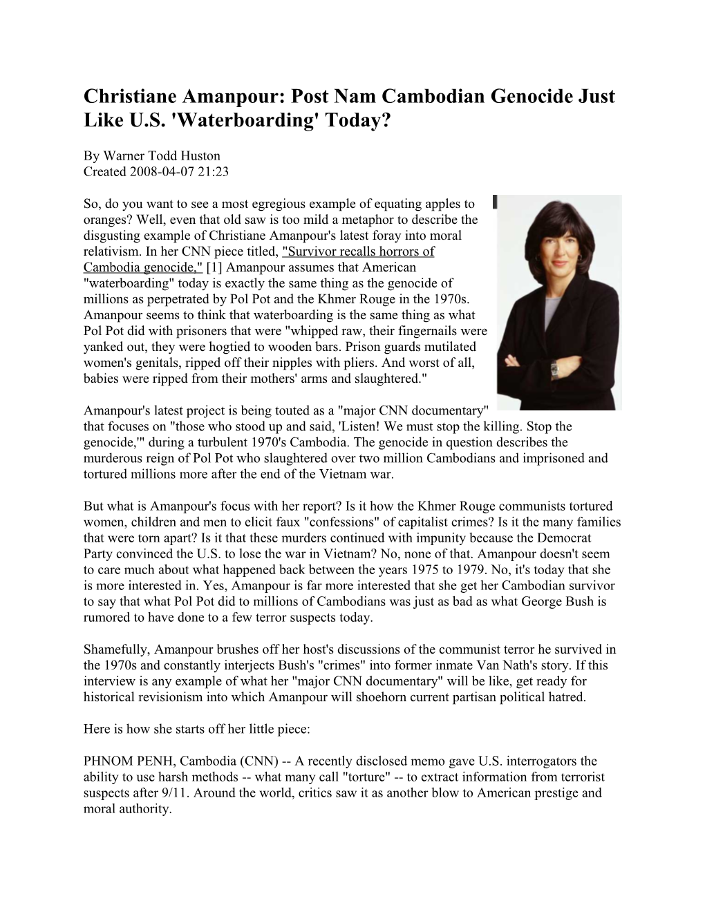 Christiane Amanpour: Post Nam Cambodian Genocide Just Like U