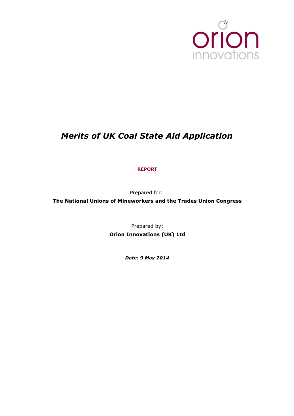 Merits of UK Coal State Aid Application