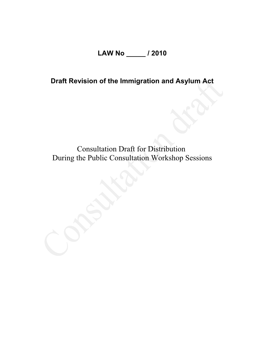 Draft Revision of the Immigration and Asylum Act