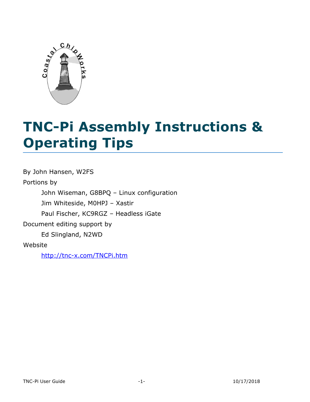 TNC-Pi Assembly Instructions & Operating Tips