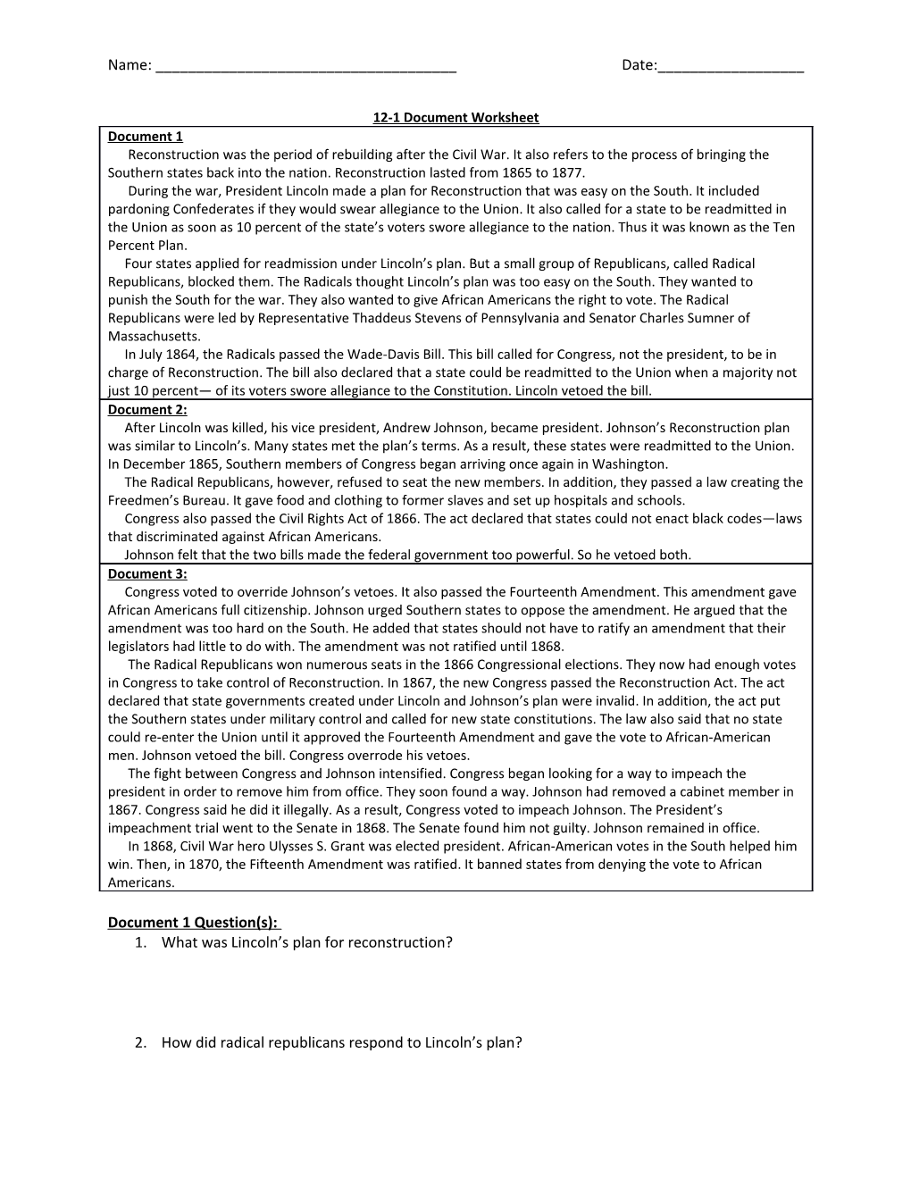 12-1 Document Worksheet