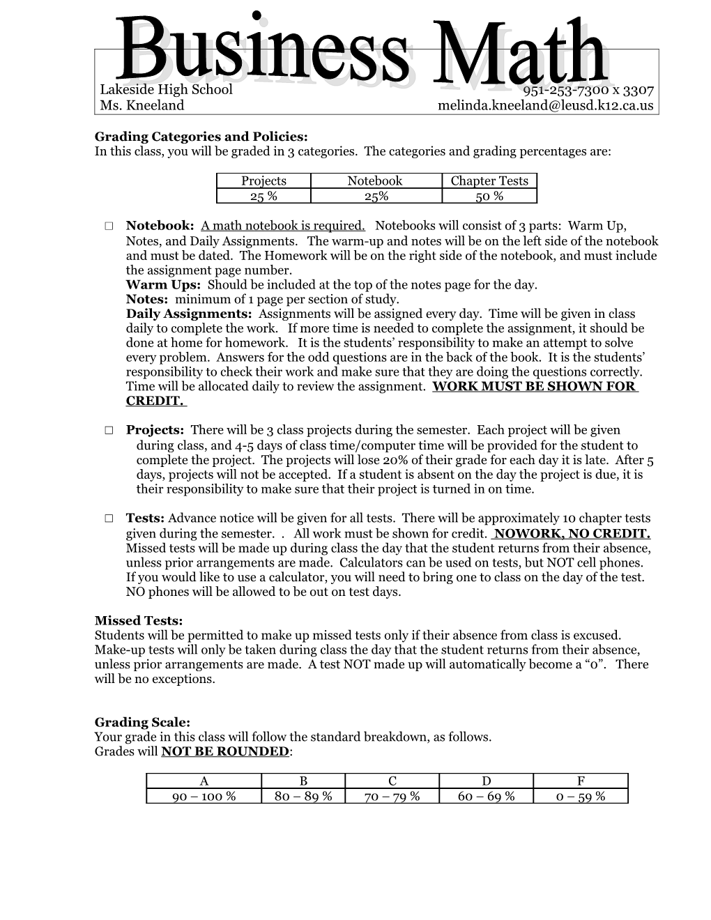 Grading Categories and Policies