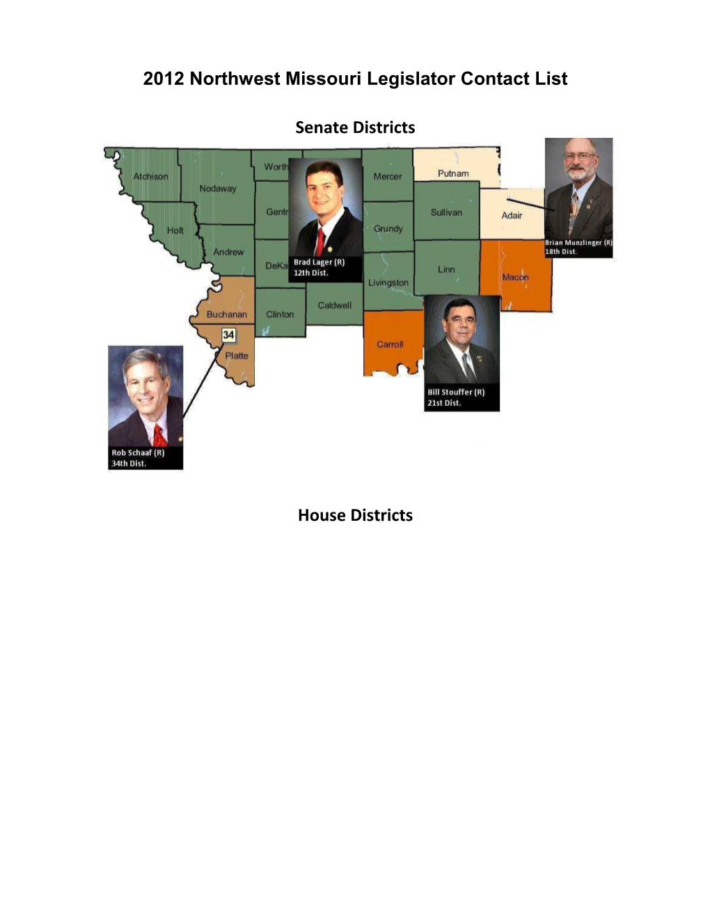 2012 Northwest Missouri Legislator Contact List