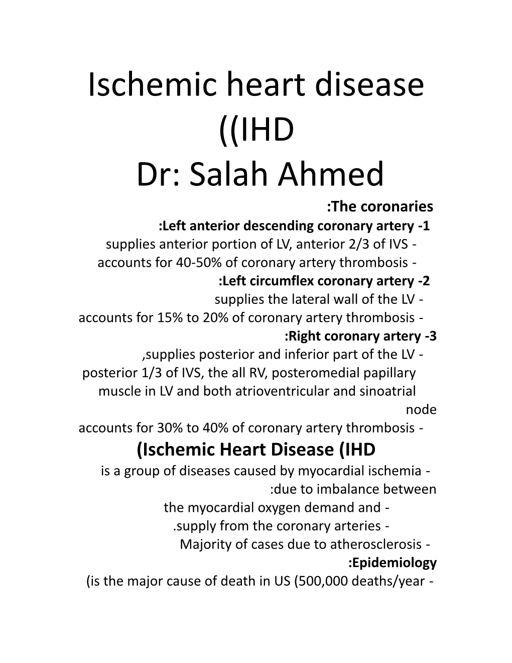 Ischemic Heart Disease (IHD)