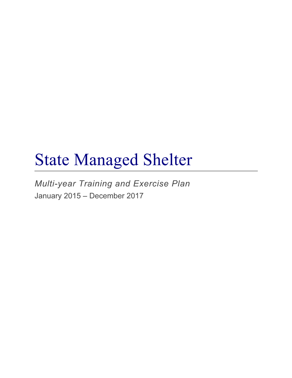 Multi-Year Training and Exercise Plan