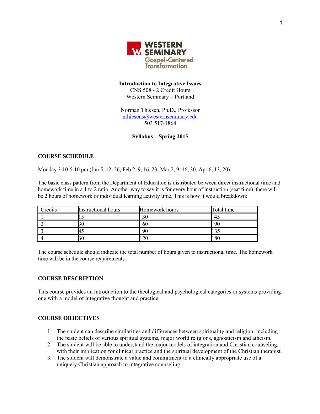 Outline for CNS 508