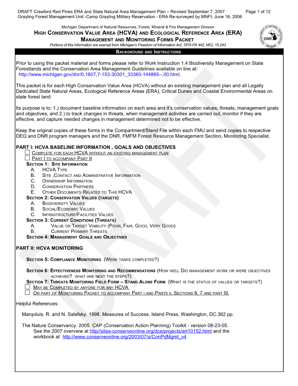 Graylingforestmanagement Unit -Campgrayling Military Reservation - ERA Re-Surveyed by MNFI