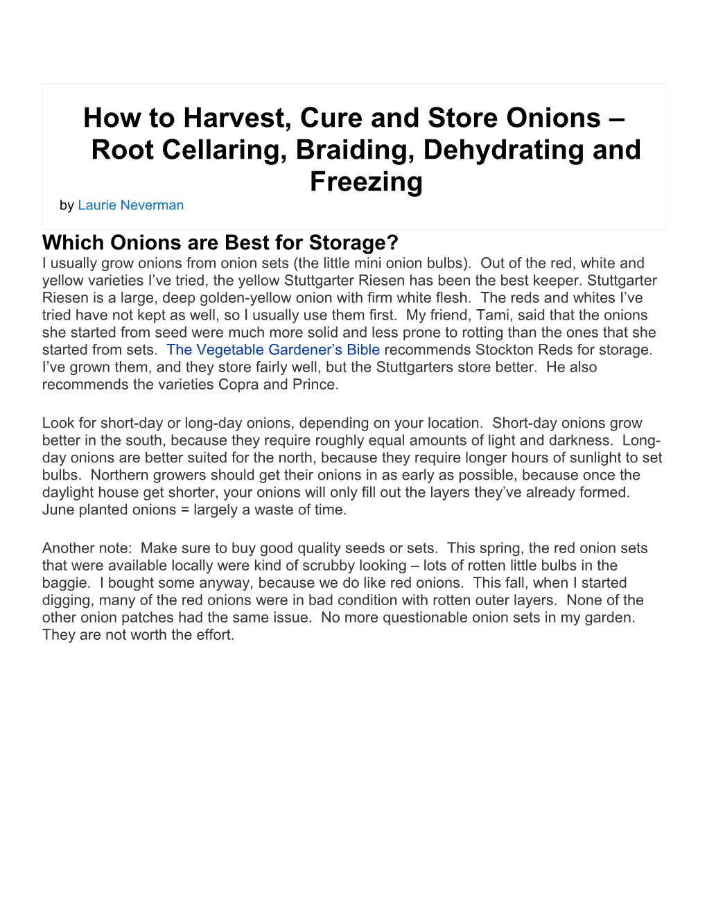 How to Harvest, Cure and Store Onions Root Cellaring, Braiding, Dehydrating and Freezing