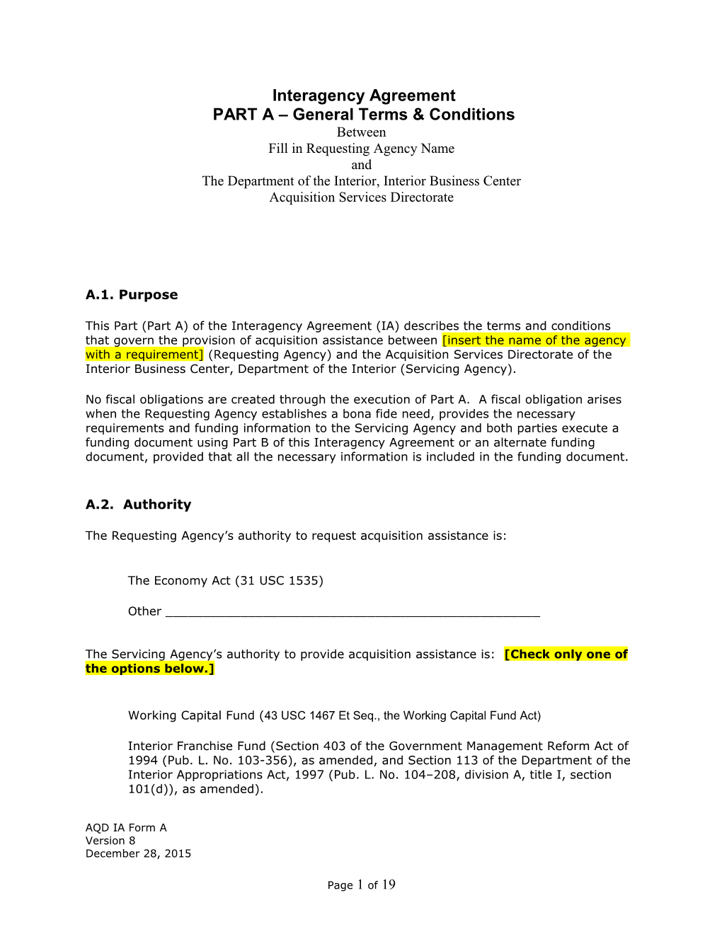 Part a OCIO and AQD - FY14 Policy Changes 3-3-14