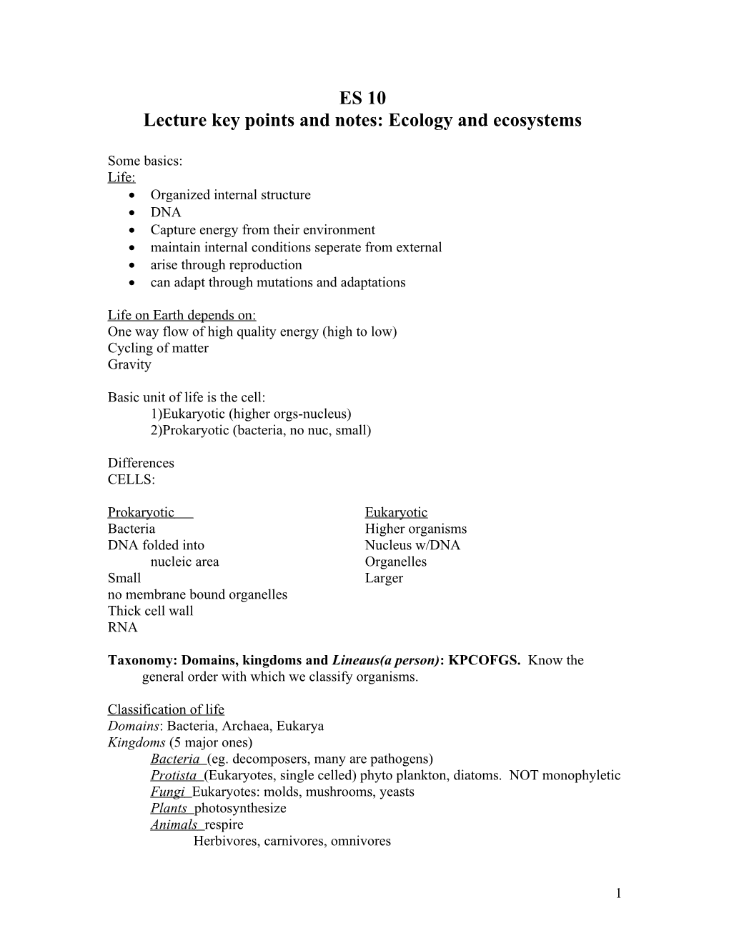 Lecture Key Points (For Exams)