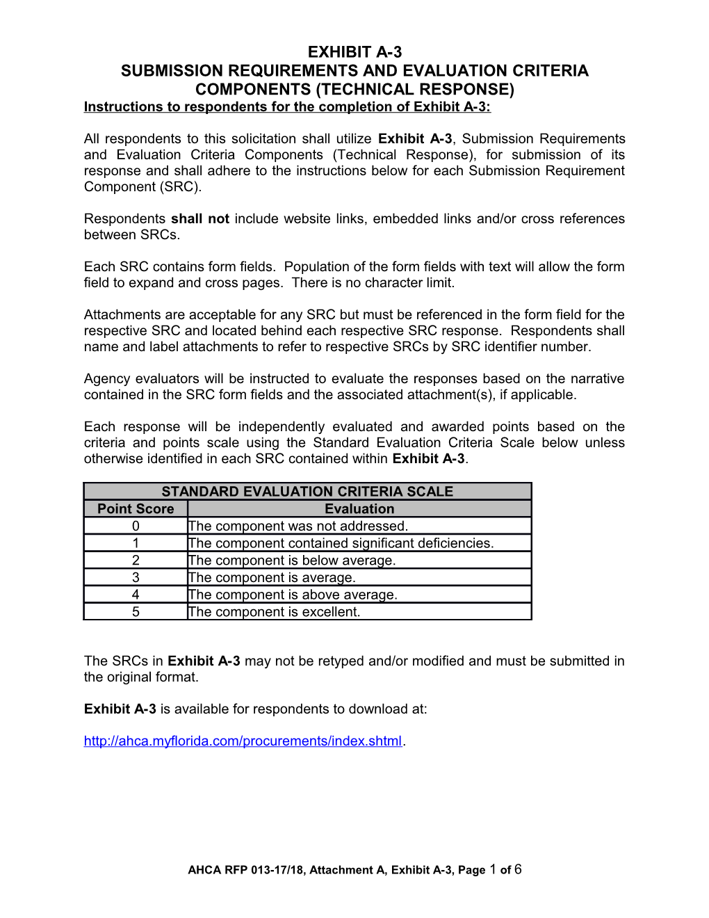 Submission Requirements and Evaluation Criteria Components (Technical Response)