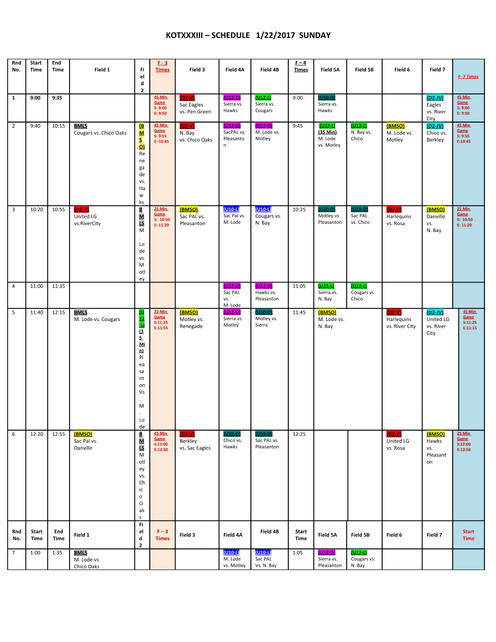 *Boys Middle School (3 X 25 Min Games)