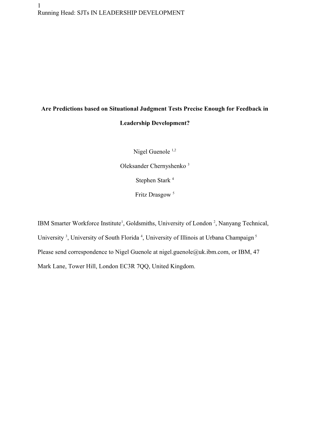 Are Predictions Based on Situational Judgment Testsprecise Enough for Feedback in Leadership