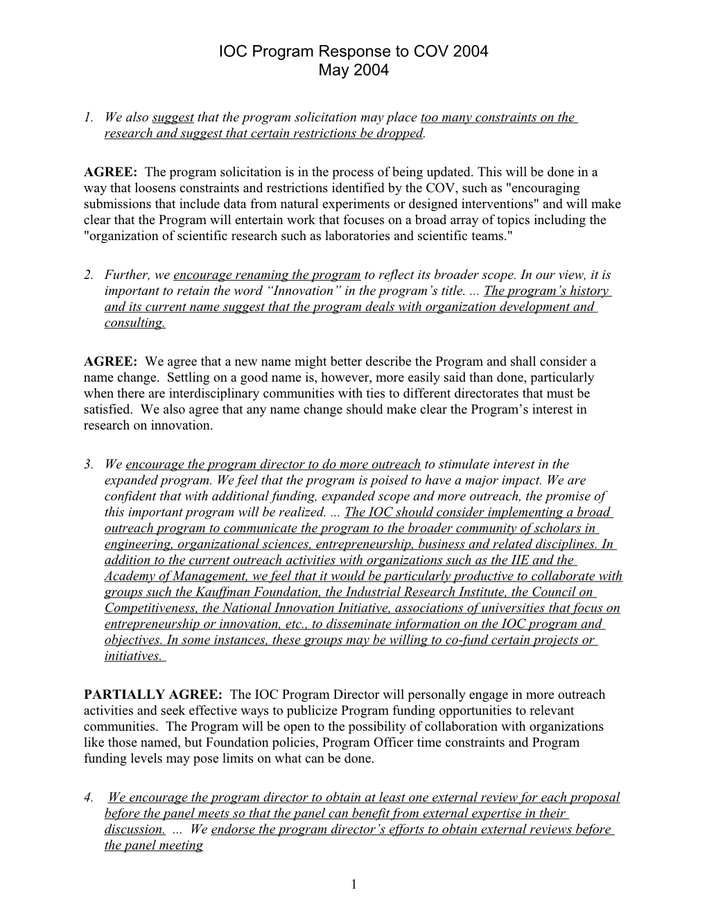 MODIFIED FINAL 1 NSF FY 2004 CORE QUESTIONS for Covs FY 2004 REPORT TEMPLATE for NSF COMMITTEES