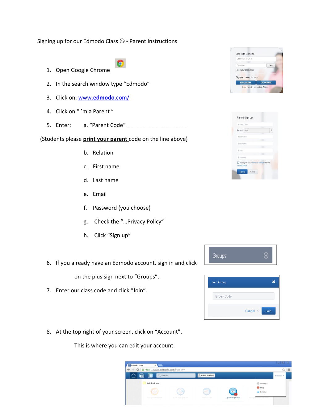 Signing up for Our Edmodo Class - Student Instructions