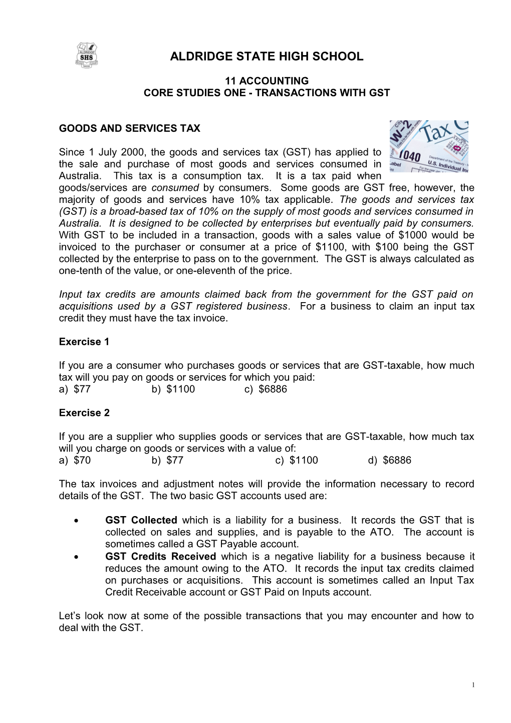 Year 11 Accounting Handout 2