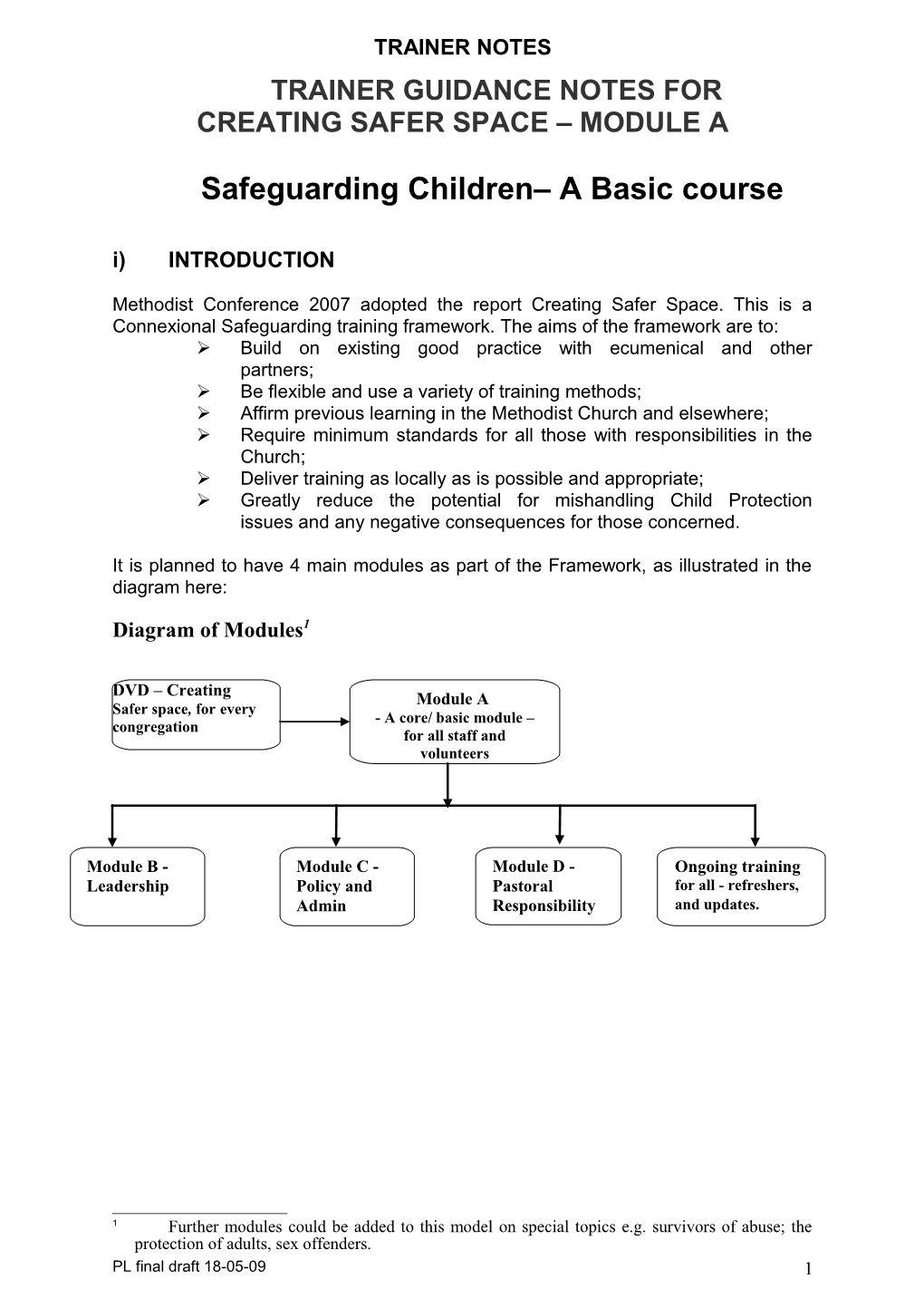 Trainer Guidance Notes for Foundation Course in Child Protection