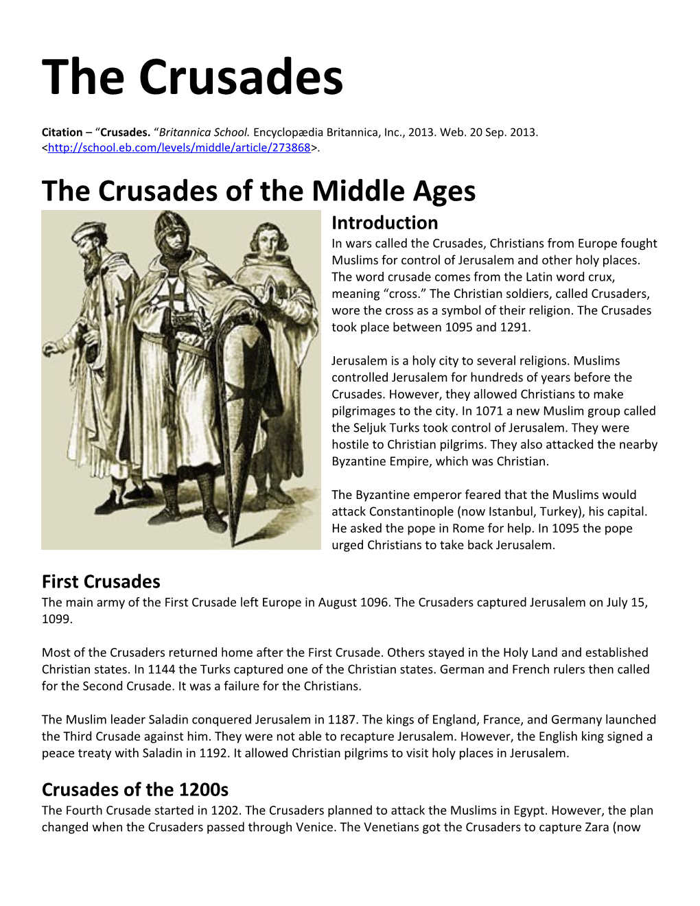 The Crusades of the Middle Ages