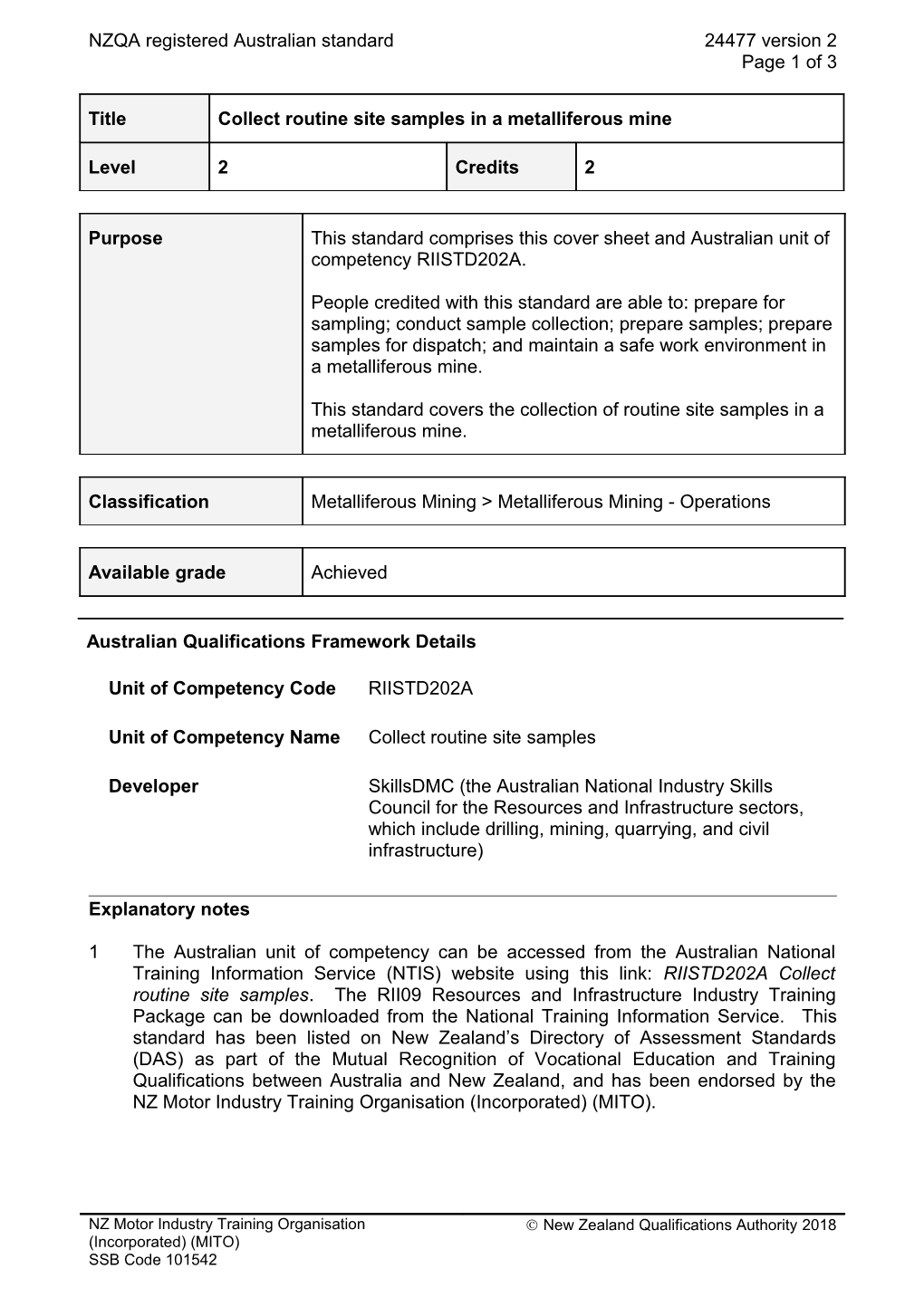 24477 Collect Routine Site Samples in a Metalliferous Mine