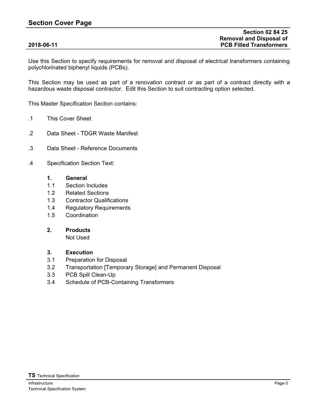 02 84 25 - Removal and Disposal of PCB Transformers