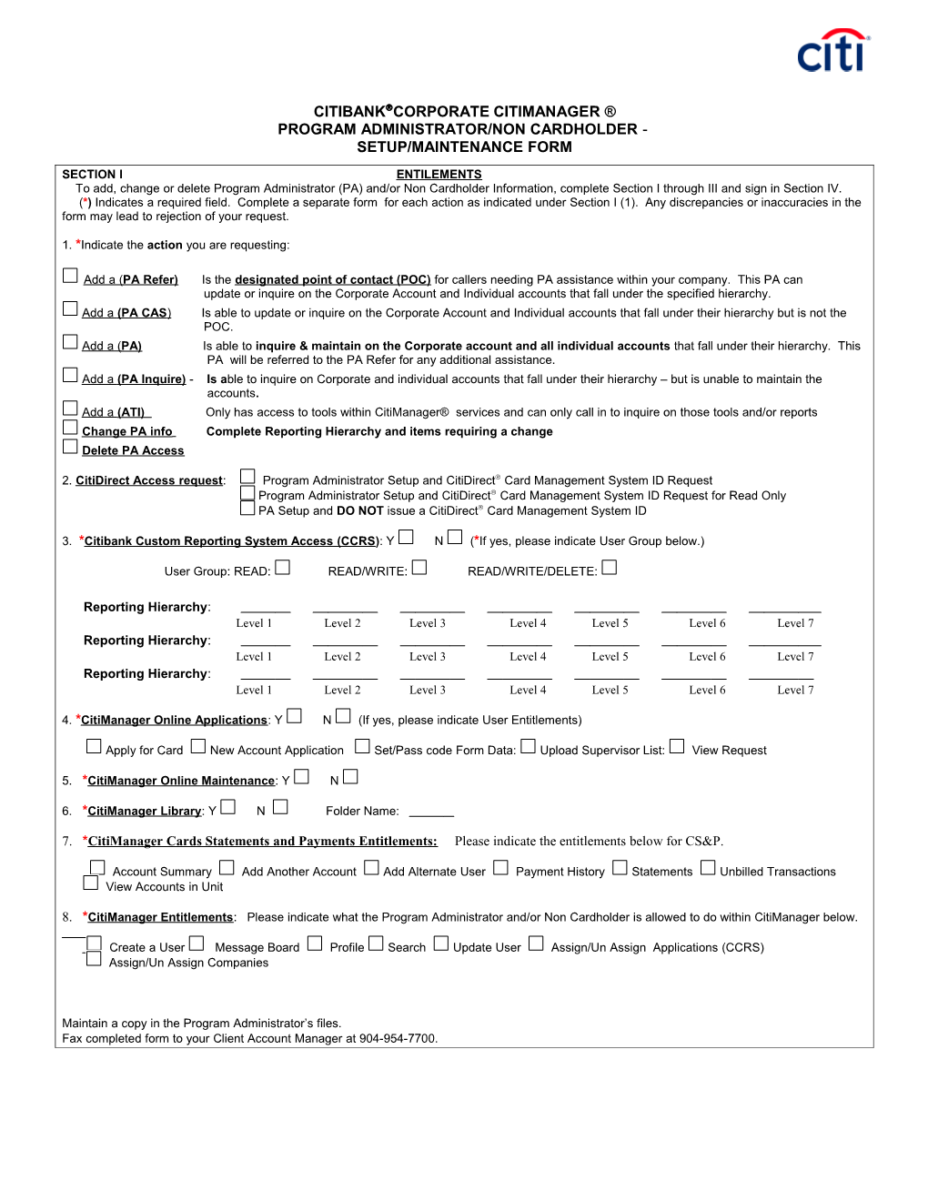 Government Agency/Organization Program Coordinator Setup/Maintenance Form